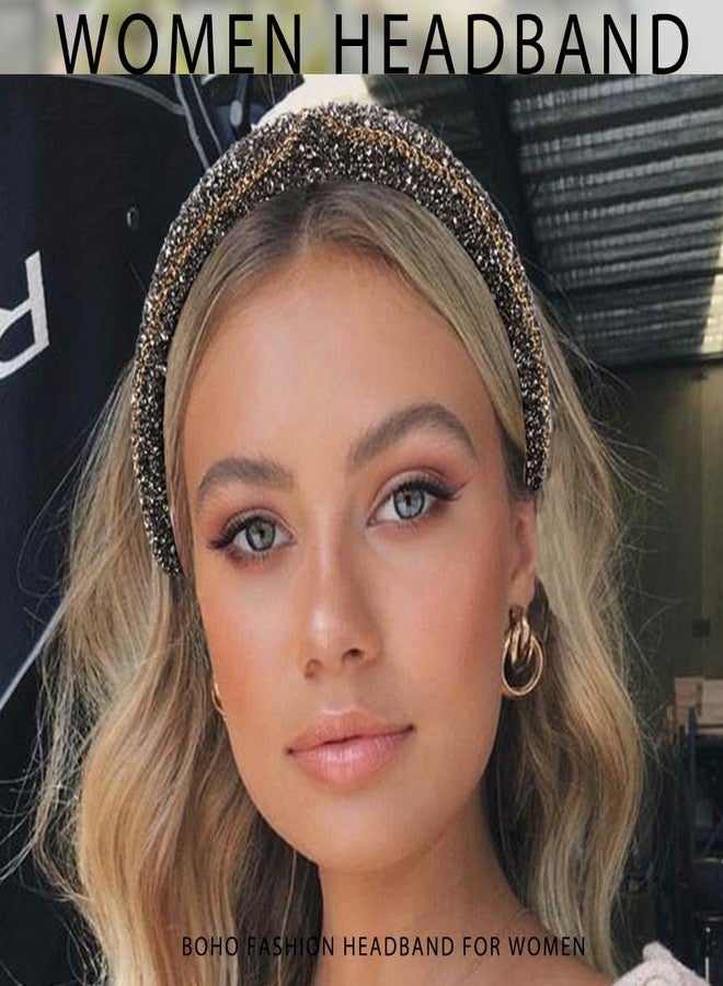 Firuilo Rhinestone Headband Sparkly Crystal Diamond Hairband Chain Hair hoop Black Hair Accessories for Women (Type A) - Image 5